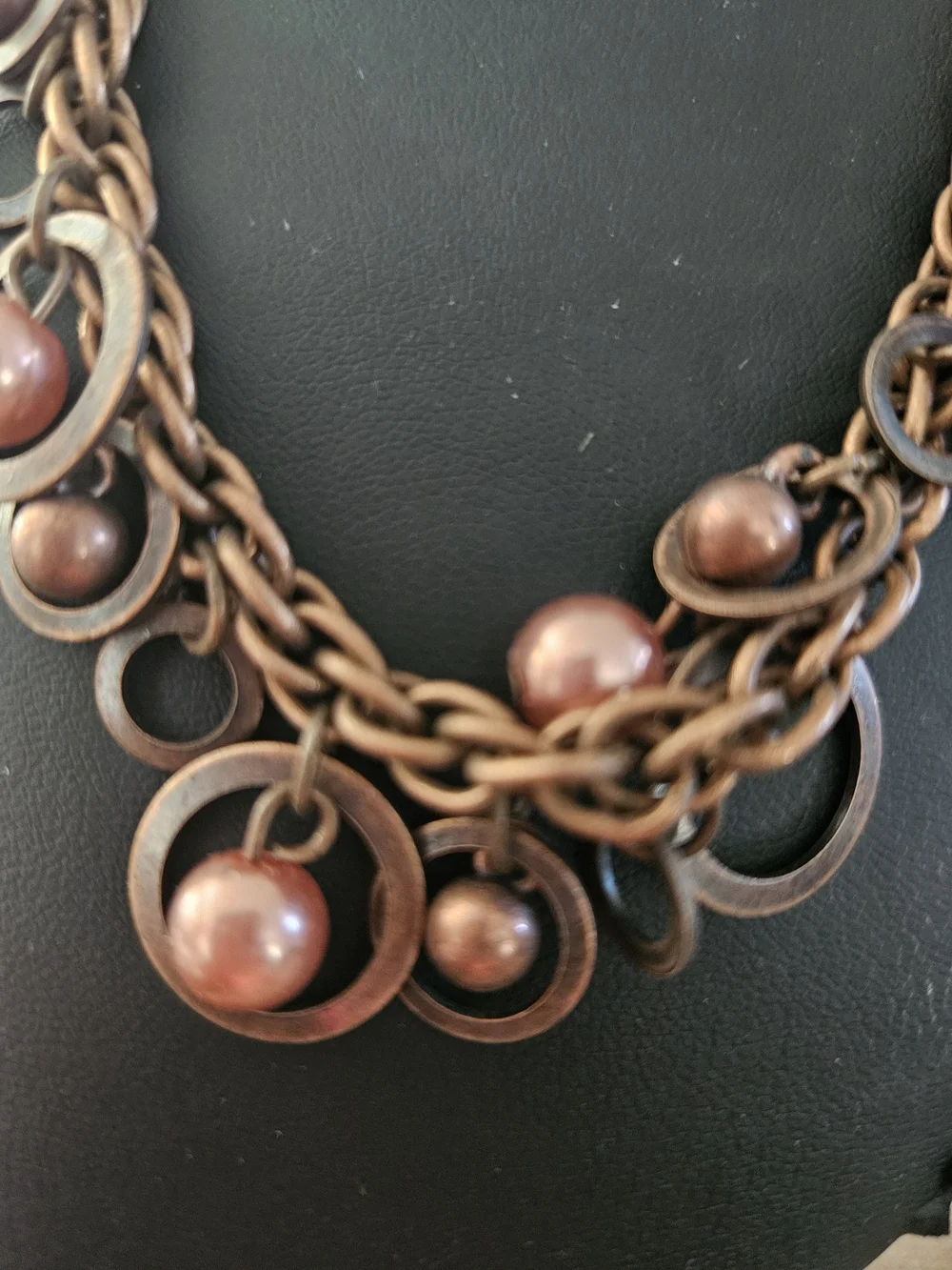Paparazzi Copper Pearl Multi-Chain Necklace - Pinkish Copper